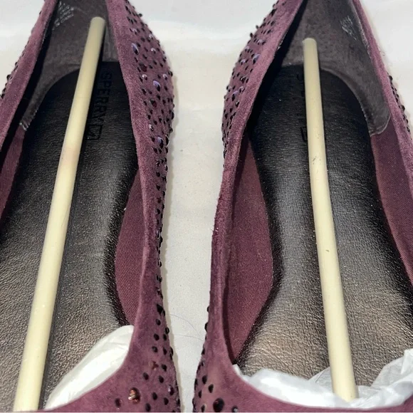 Gently used…Sperry Top Sider EMMA 9M Purple Suede Ballet Flats Shoes SPARKLY! - Picture 5 of 6